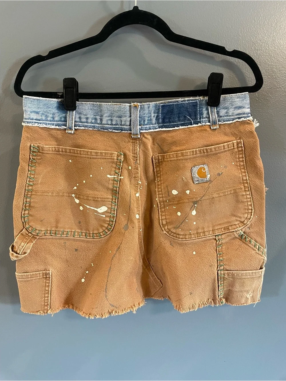 Free People Tricia Fix Two-Tone Painter-Style Denim Skirt